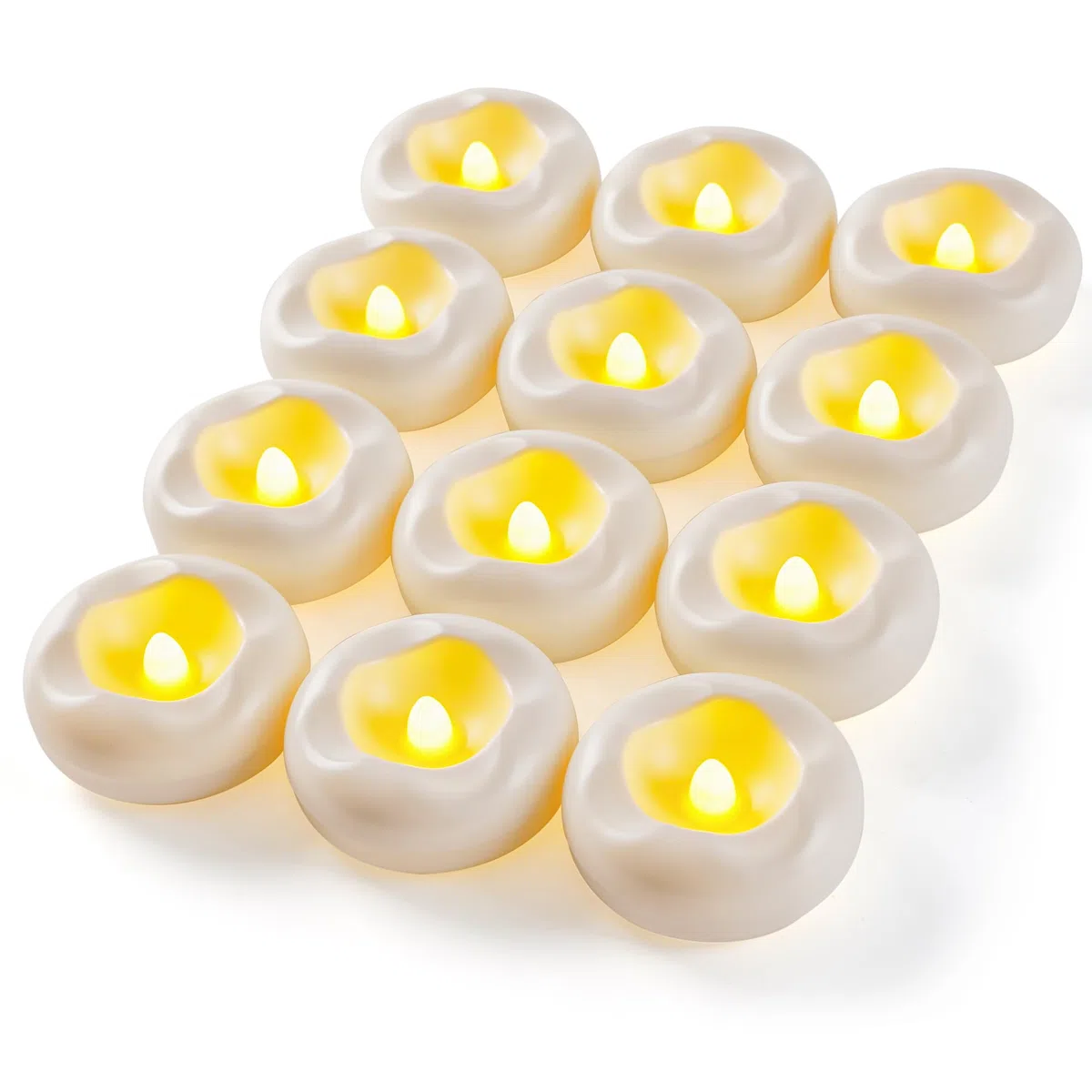 Da by 12 Pezzi Candele LED Fluttuanti ad Attivazione Acqua, Impermeabili con Pile CR2032 Incluse, Senza Fiamma per Bagno, Matrimonio, Feste e Decorazioni Casa