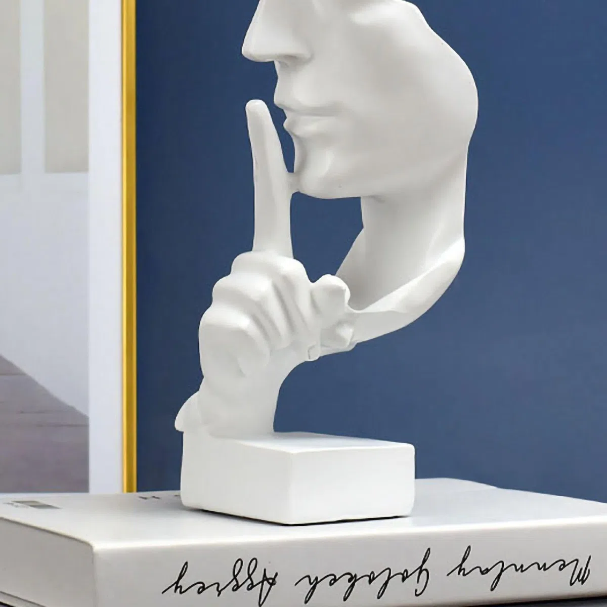 Tissting Statua del Pensatore, Scultura Astratta Moderna in Poliresina Decorativa con Volto Spezzato, Design Creativo 27x10 cm per Decorazione Soggiorno Studio Ufficio