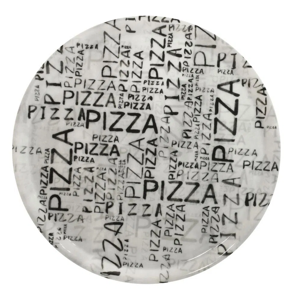Saturnia Set 6 Piatti da Tavola Pizza in Porcellana Napoli White & Black 33 cm