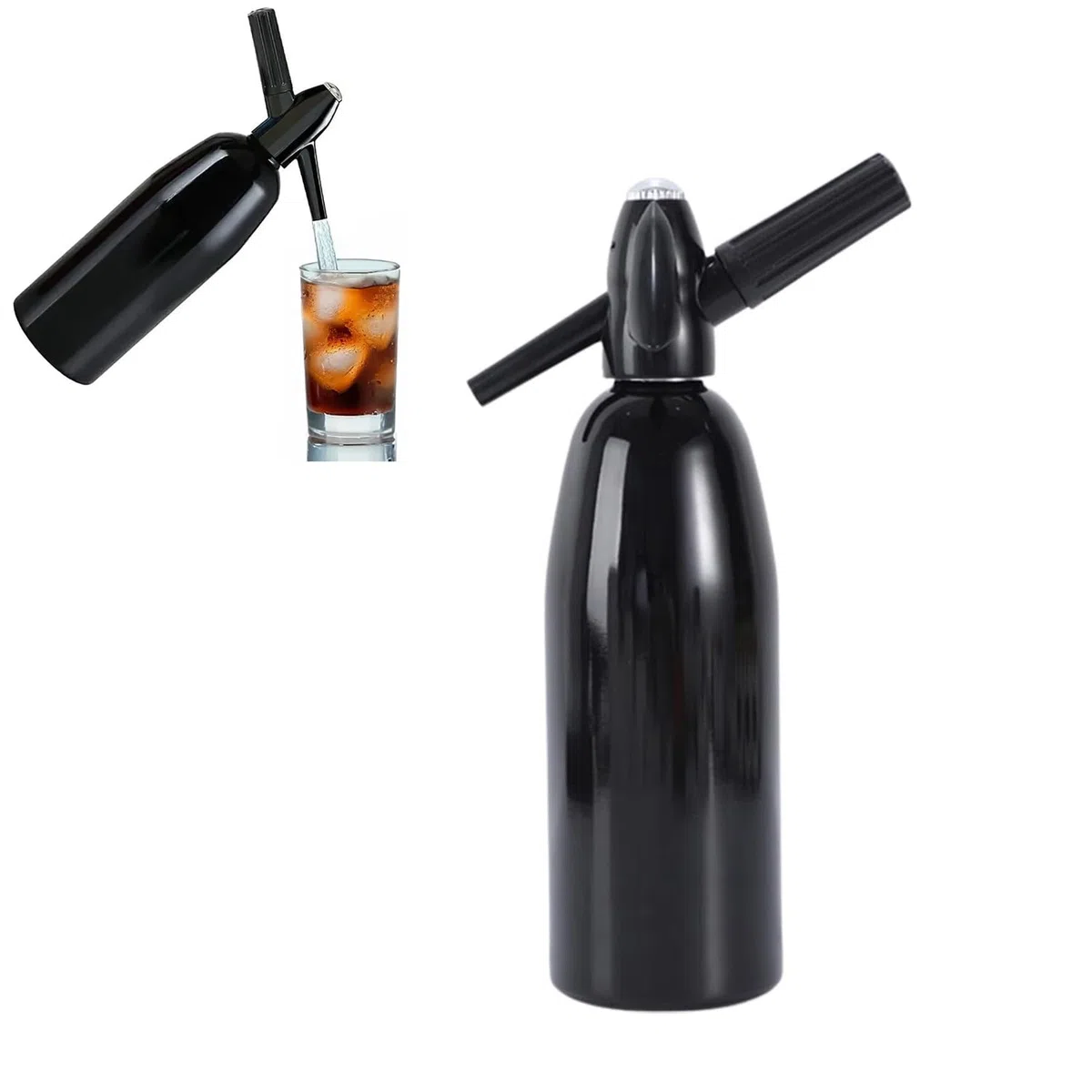 1L Alluminio Soda Sifone Maker Manuale Fatti in Casa Mojito Gin Cocktail Vino Spritzers Riutilizzabile Durevole Bevande FAI DA TE Facile da Usare Pulito Bar Strumento da Cucina