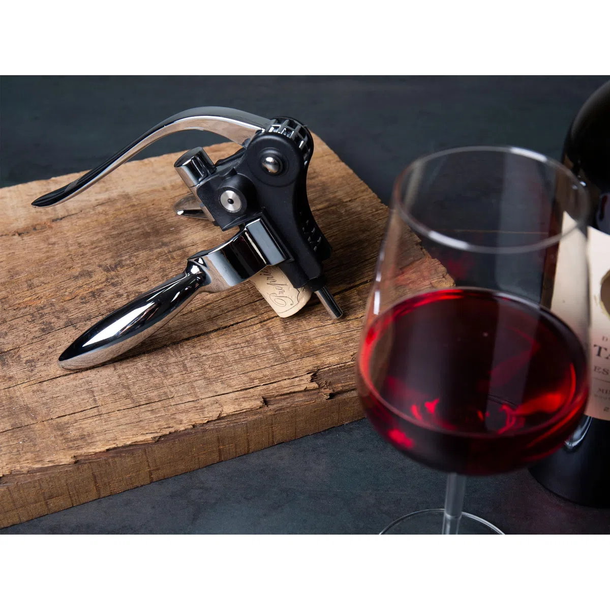 Cavatappi a Leva Vino Nero | Levatappi Automatico Orizzontale | Elegante Apribottiglie