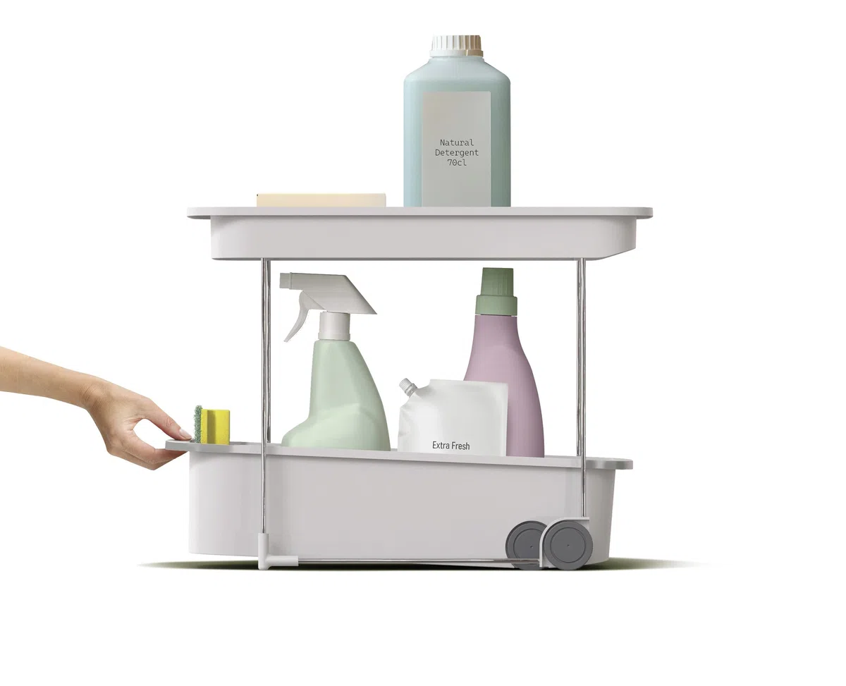Joseph Joseph CupboardStore Carrello Portaoggetti a 2 Ripiani con Ruote, Organizer Sottolavello, Plastica Riciclata