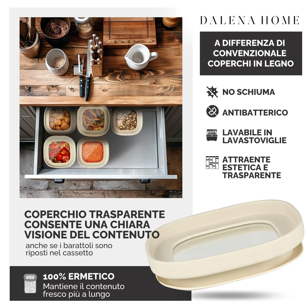 Set di 4 Barattoli di Vetro con Coperchio robusto Vetro Borosilicato + Etichette (4x 1500ml) Contenitore Ermetico per Alimenti - Contenitori per Pasta