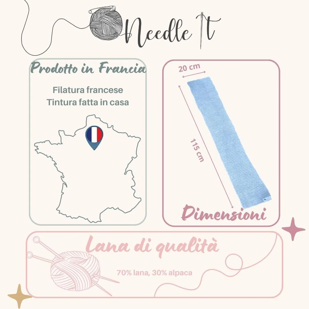 Kit completo per principianti con ferri da maglia – Sciarpa in lana per maglieria - Idea regalo (Blu Cielo)