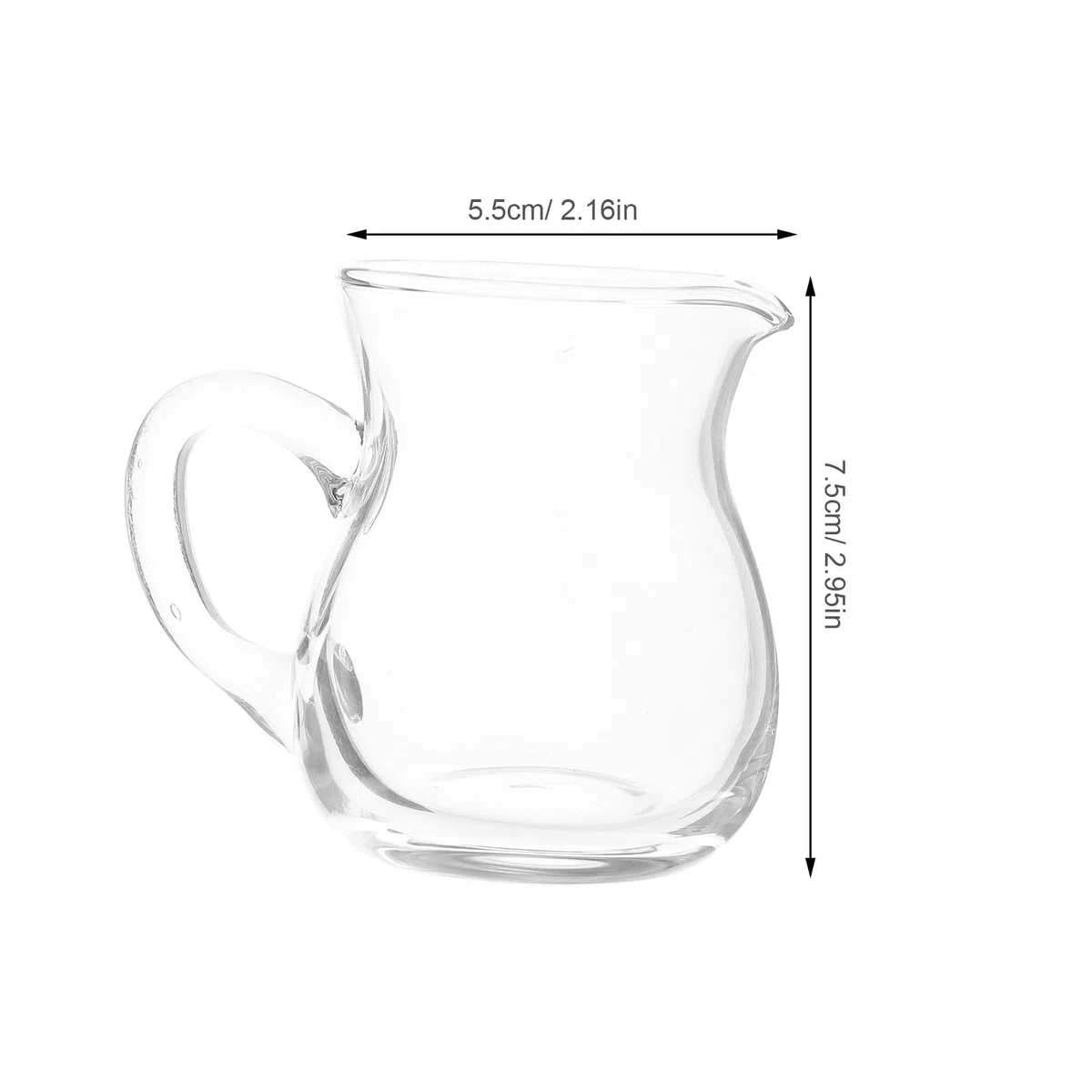 Beavorty Set 6 Pezzi Brocche in Vetro Trasparente per Crema e Latte, Piccole Brocche da caffè con Manico, Dispenser per Crema e Schiuma, per Bar e Utilizzo Domestico