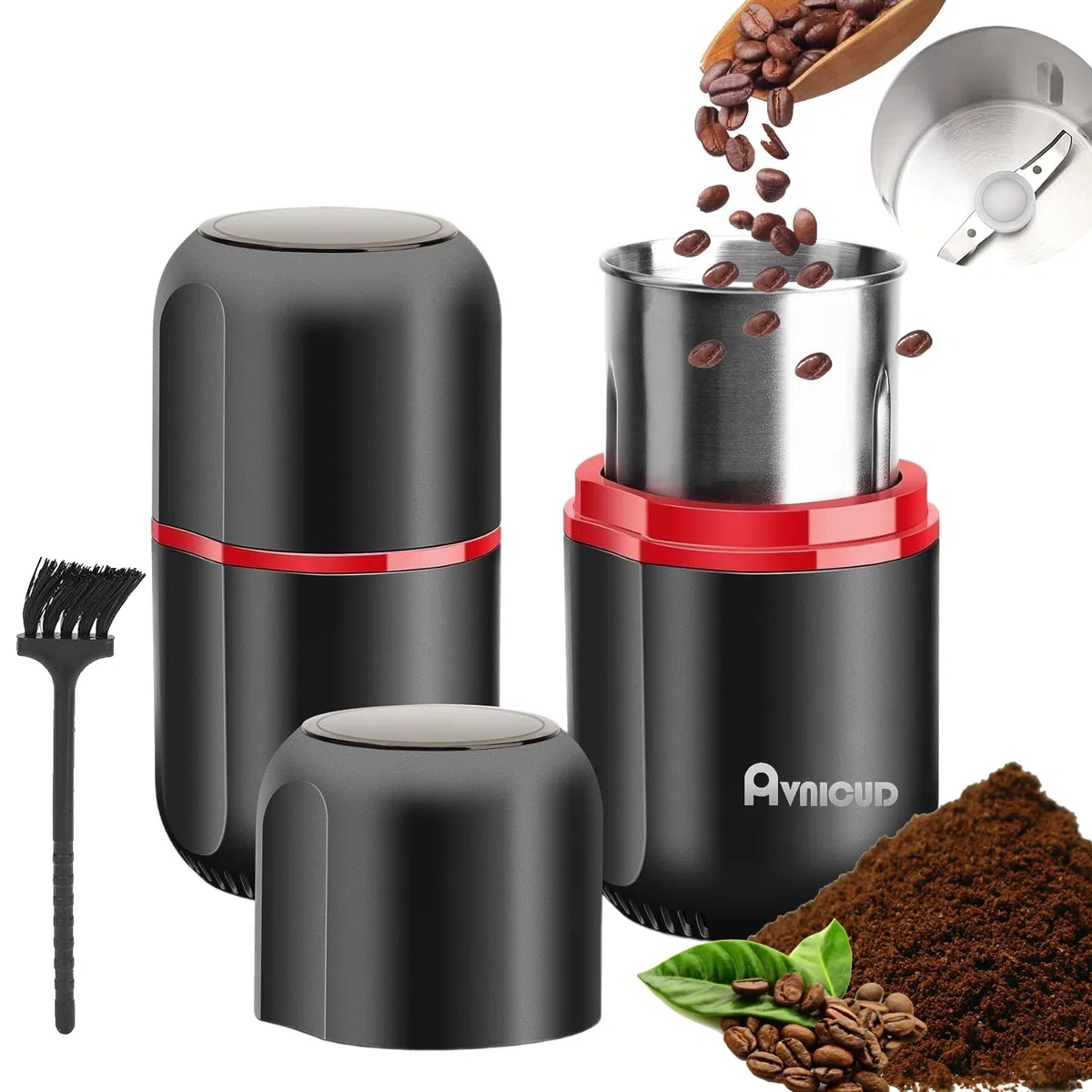 macina caffe' elettrico - Macinacaffè capacità 120 g macina spezie per noci spezie cereali peperoni 150 W mulino elettrico con spazzola nero
