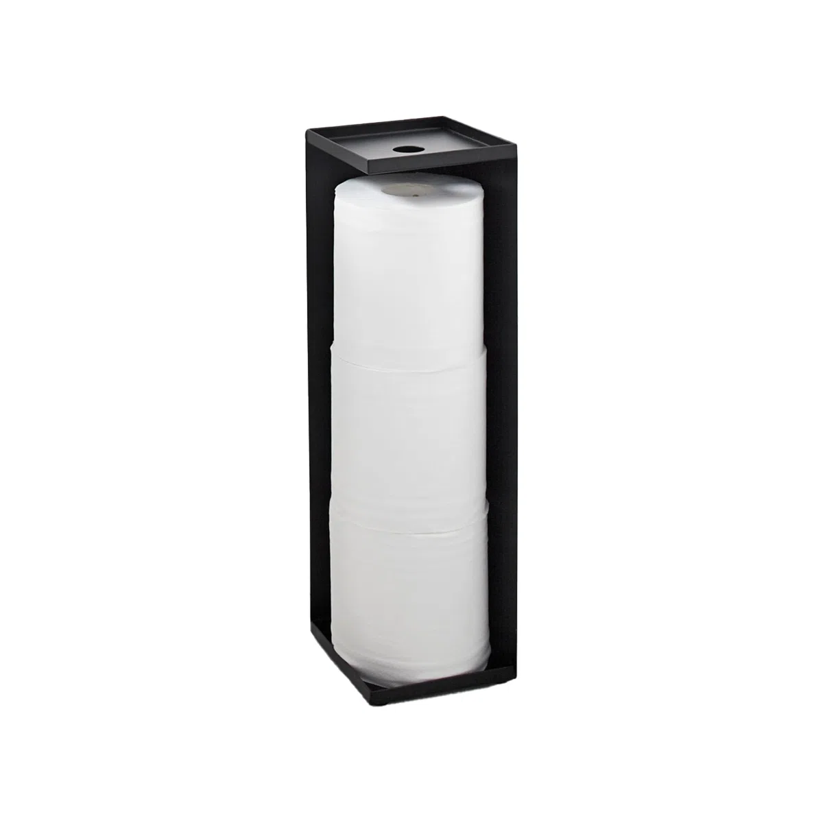 Yamazaki 7851 TOWER Porta carta igienica, nero, acciaio, design minimalista, 11,5 x 11,5 x 38,5 cm (LxPxA)