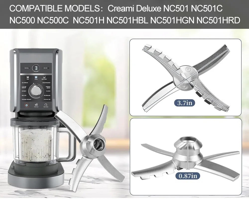 per Ninja CREAMi Deluxe Blade Paddle, parte di ricambio compatibile con Ninja Creamy Ice Cream Maker NC501 NC500 Series, accessori in acciaio inox Creamie