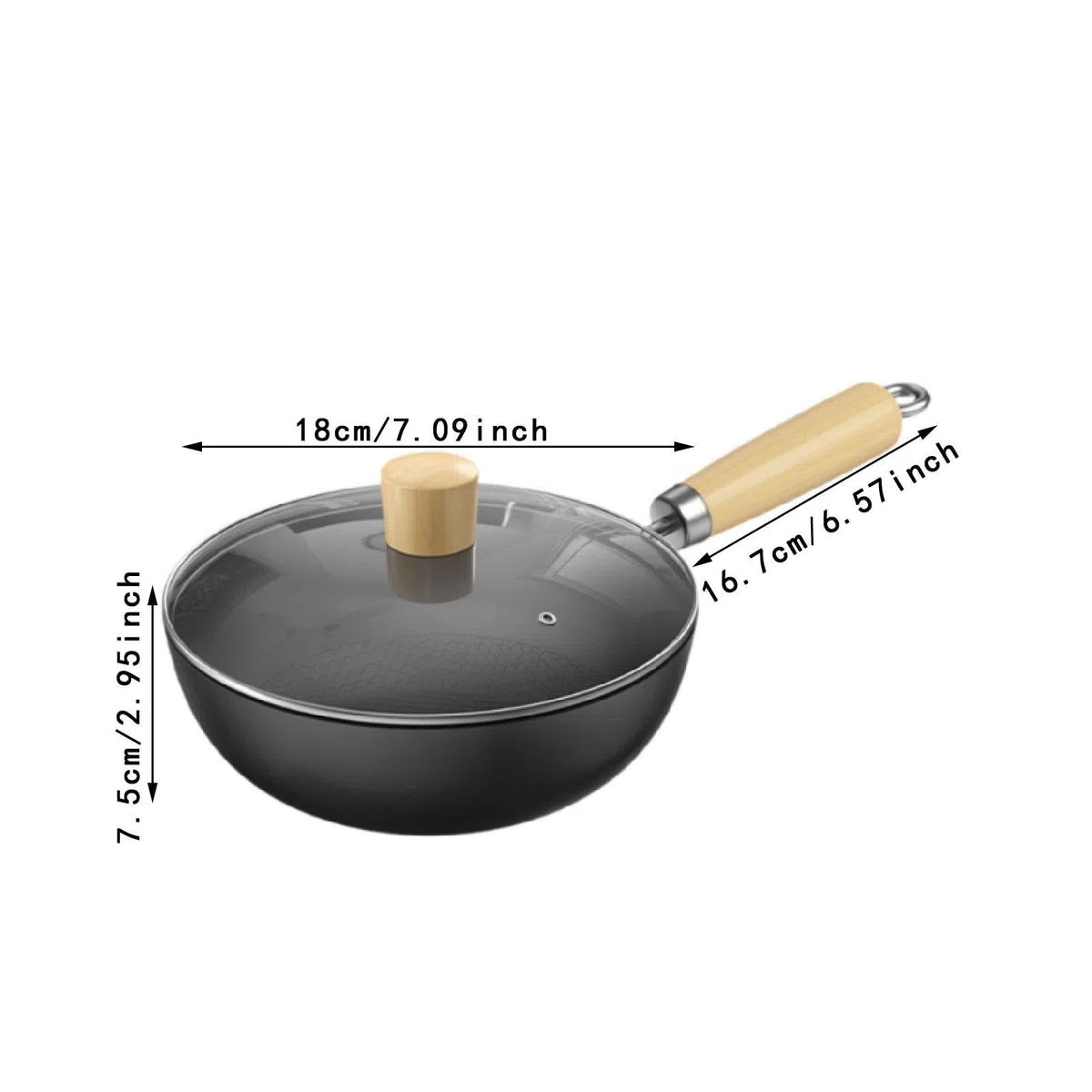 Sharplace Wok Pan Flat Botthy Piatto Multifunzionale Da 7 Pollici di Ferro Wok Senza Rivestire Pane Friggi per Cucina, con Coperchio