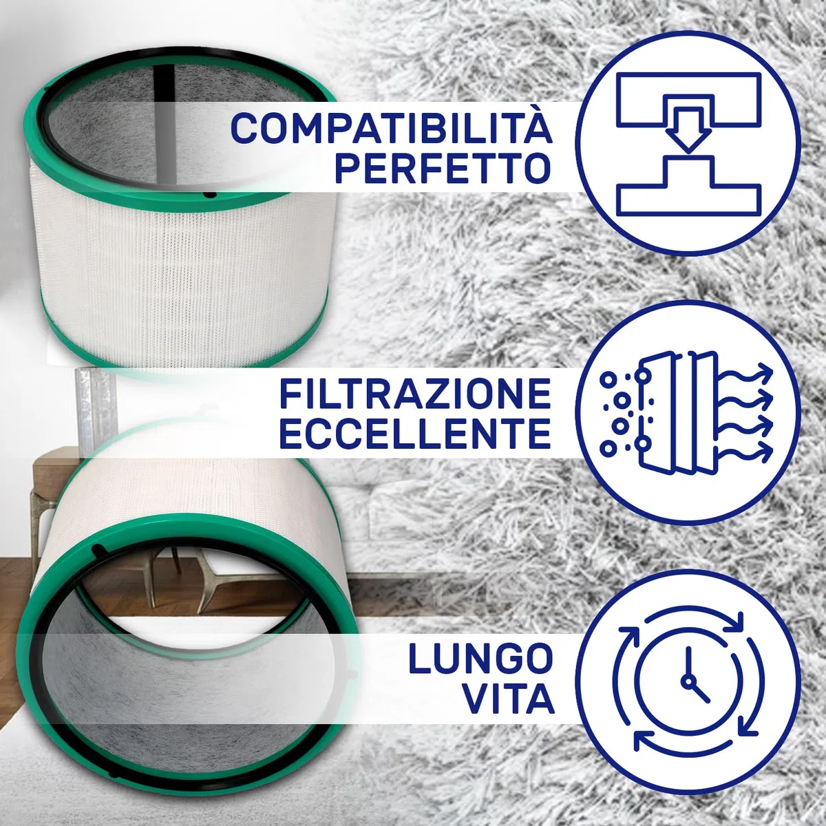 HEPA Filtro per Aspirapolvere Ø 215mm con Codice Originale 968101-04 96810104 per Dyson DP01 DP03 HP00 HP01 HP02 HP03 - MONTERAL