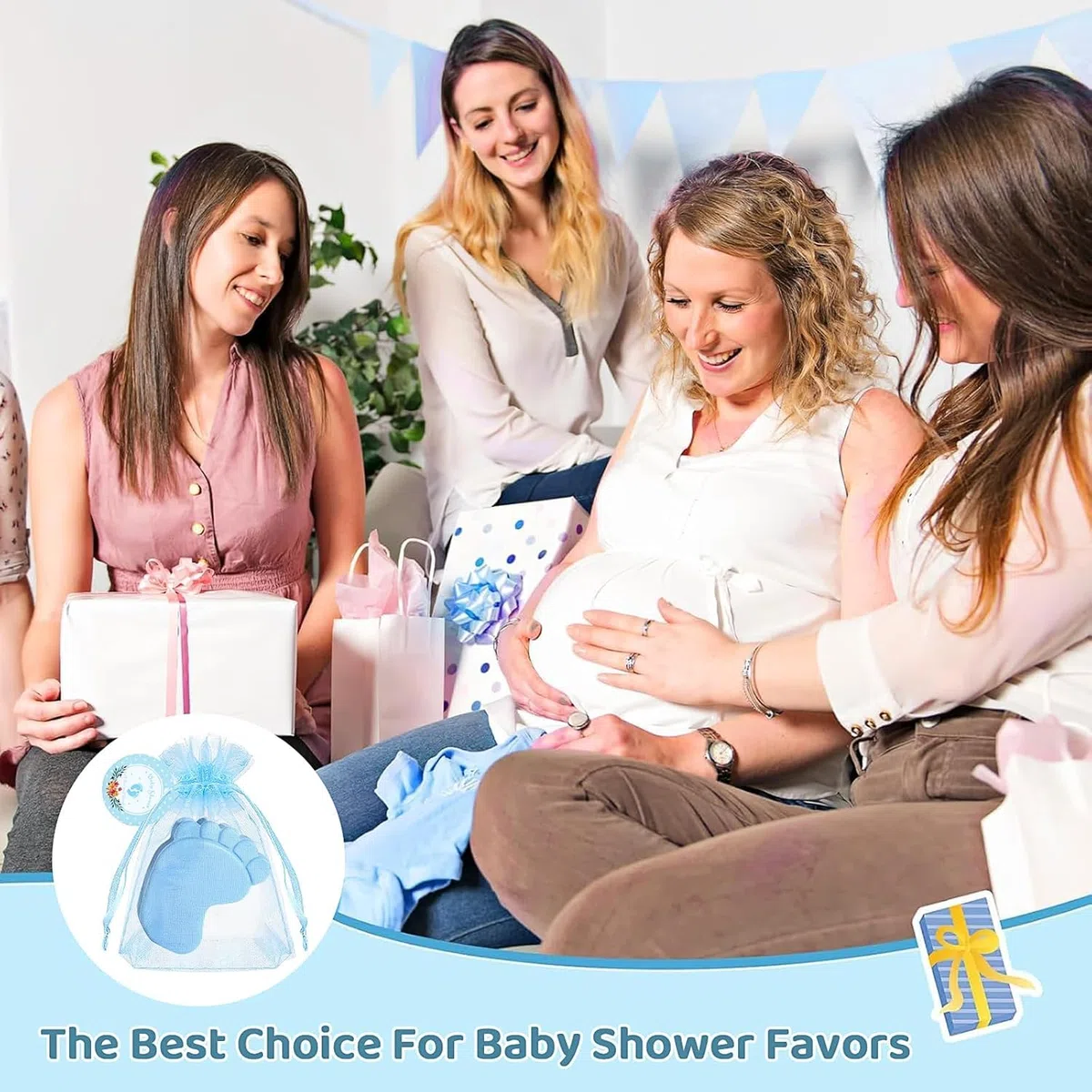 50 mini saponette profumate fatte a mano per baby shower, con sacchetti ed etichette di ringraziamento, per matrimoni, compleanni, feste, ospiti, colore: blu