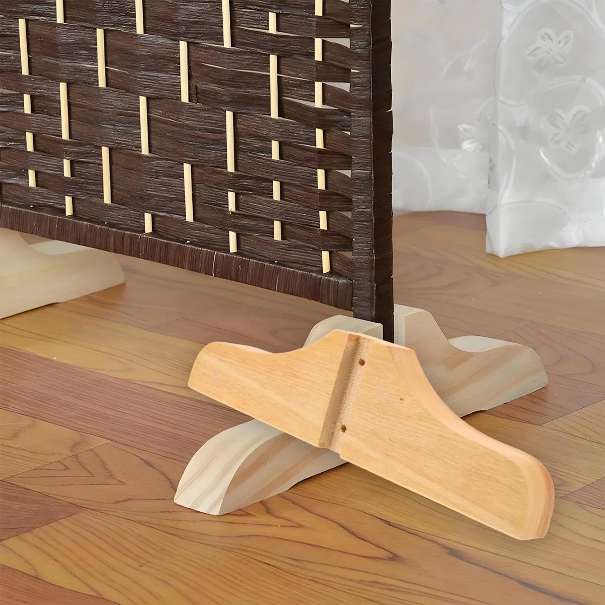 POPETPOP 2 Pezzi Supporto per Schermi Divisori in Legno Stile Giapponese Base Stabile e Facile da Riporre, per Ufficio e Hotel, Divisorio per Ambienti Khaki