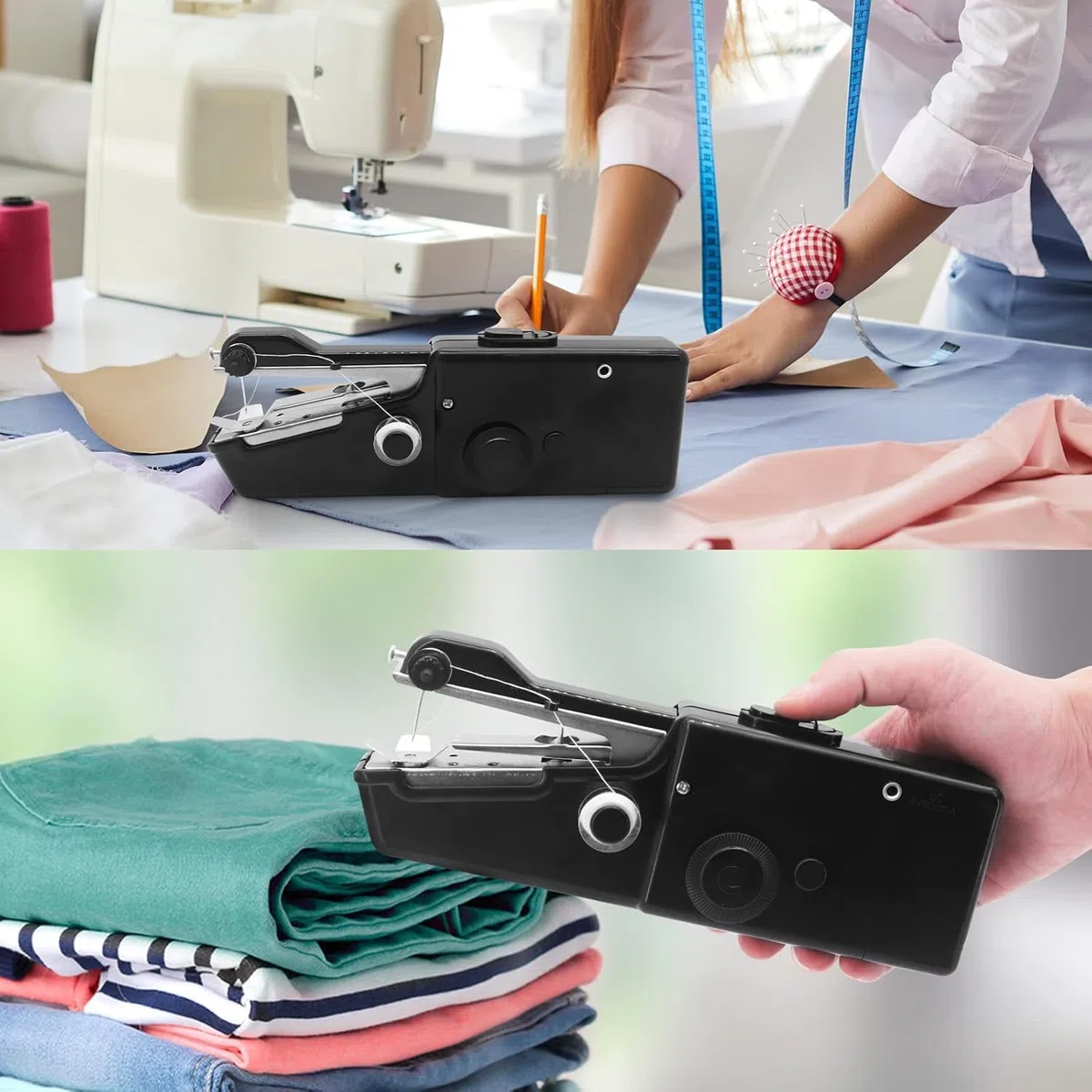 Macchina da Cucire Portatile, Macchina Per Cucire Professionale Mini Elettrica Handheld Sewing Machine per Principianti, Cucitura Rapida adatta per Vestiti, Tende in Tessuto, Fai da te