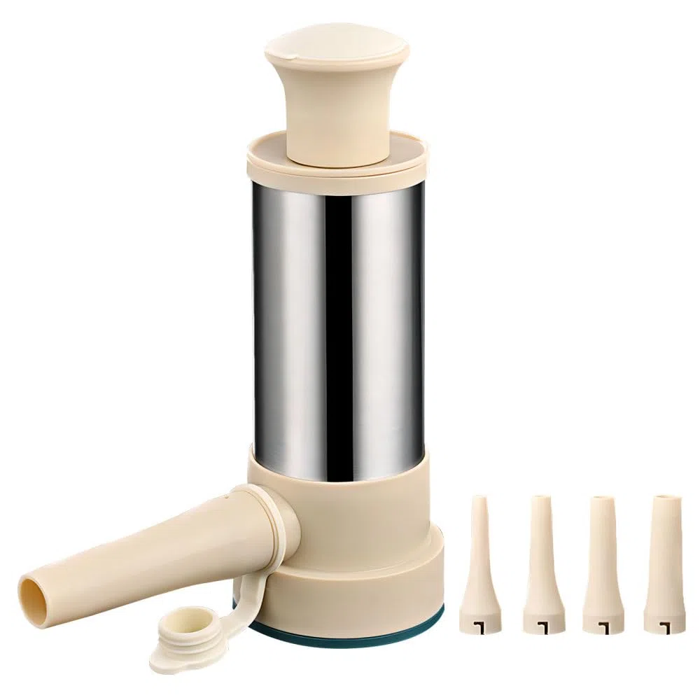 Insaccatrice per Salsicce, Macchina per Salsiccia Manuale Staccabile con 4 Ugelli di Riempimento di Diverse Dimensioni per Uso Domestico in Cucina