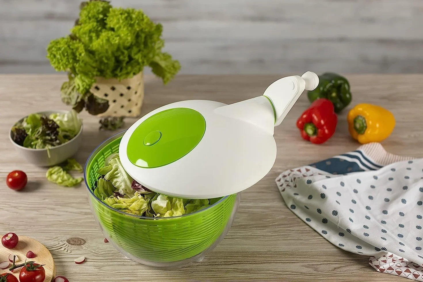 Ibili 783626, Centrifuga per insalata, 26 cm, Verde, Bianco
