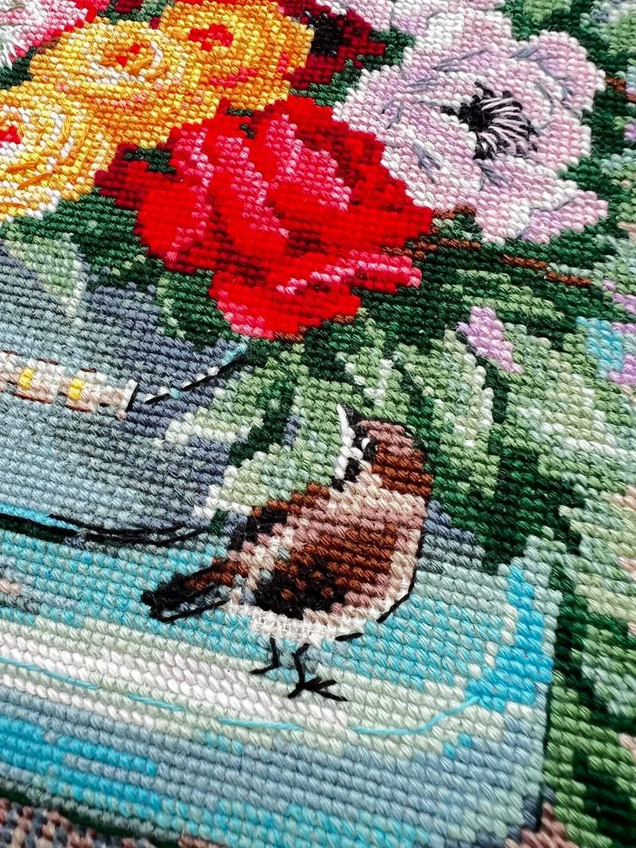 RIOLIS - Fiori da giardino 2299, Punto croce 30x40cm, Punto croce kit da ricamare, Disegni da ricamare, Embroidery kit, Kit ricamo punto croce