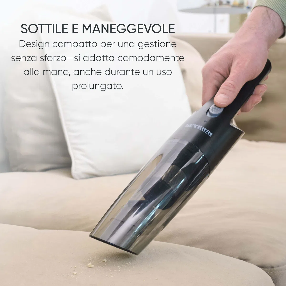 SEVERIN Aspirapolvere Portatile 3 in 1, Aspira Liquidi, Autonomia 25 min, con Stazione di Ricarica, 10,3 x 11,3 x 46,2 cm, Nero - HV 7132