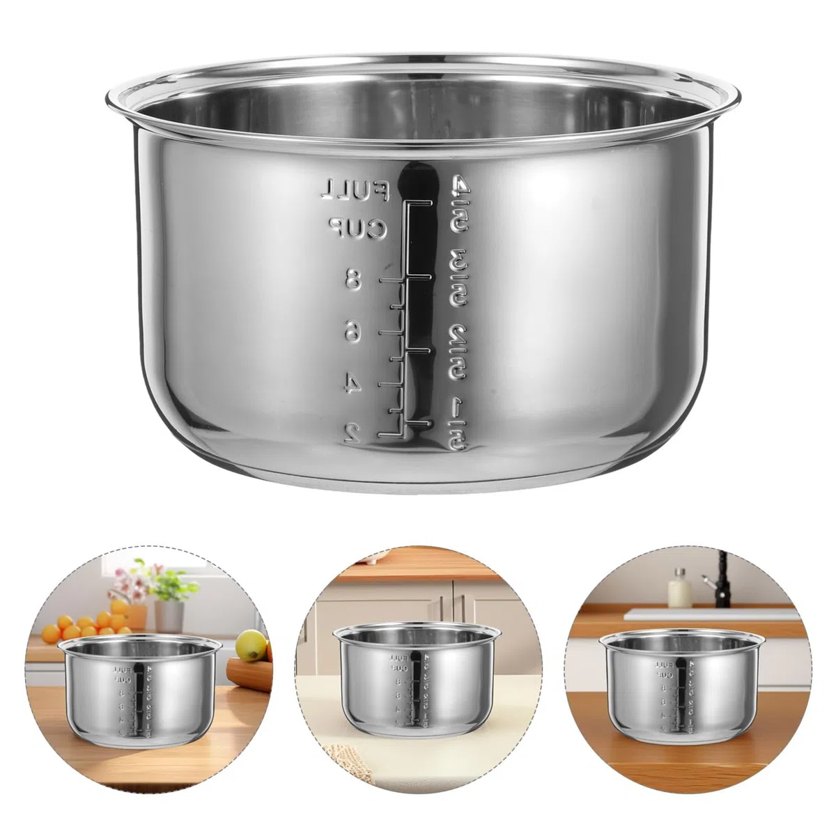 Amosfun Pentola Interna Universale in Acciaio Inossidabile 9.25In Per Cuociriso Elettrico Accessorio Sostitutivo Per Cottura Riso Porridge Vapore Casa