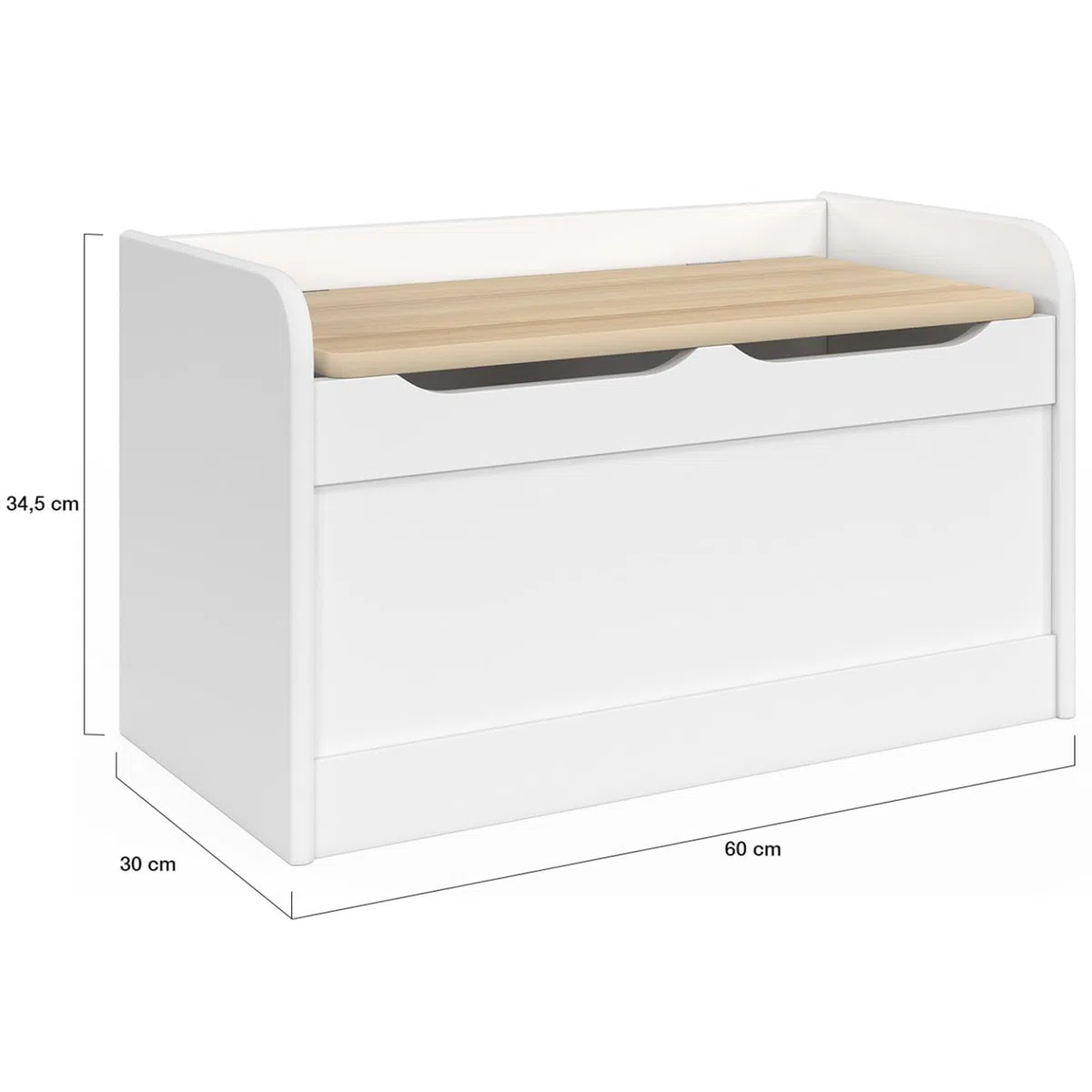IDMarket - Panca portaoggetti per bambini LOGAN 60 cm in legno bianco e faggio
