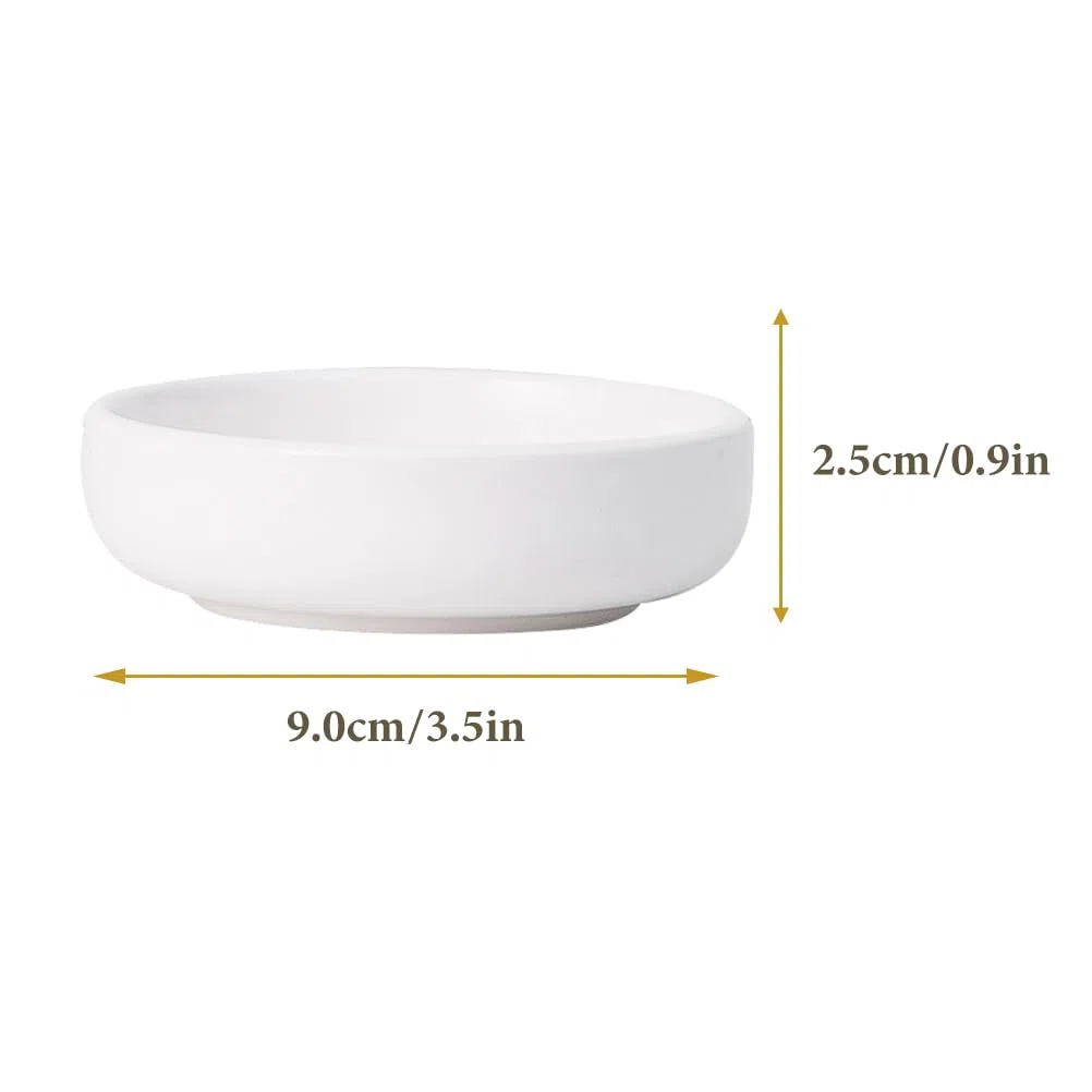 Hemoton - Set di 6 ciotole in ceramica per salse, per salse, multiuso, in porcellana, colore: Bianco