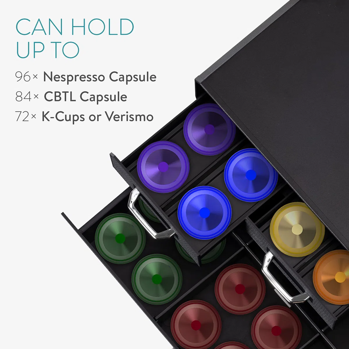 Navaris Cassetto Doppio Porta Cialde caffè - Contenitore per Capsule ESE e Accessori Zucchero Latte - Portacialde 4 Cassetti Macchina Espresso - Nero