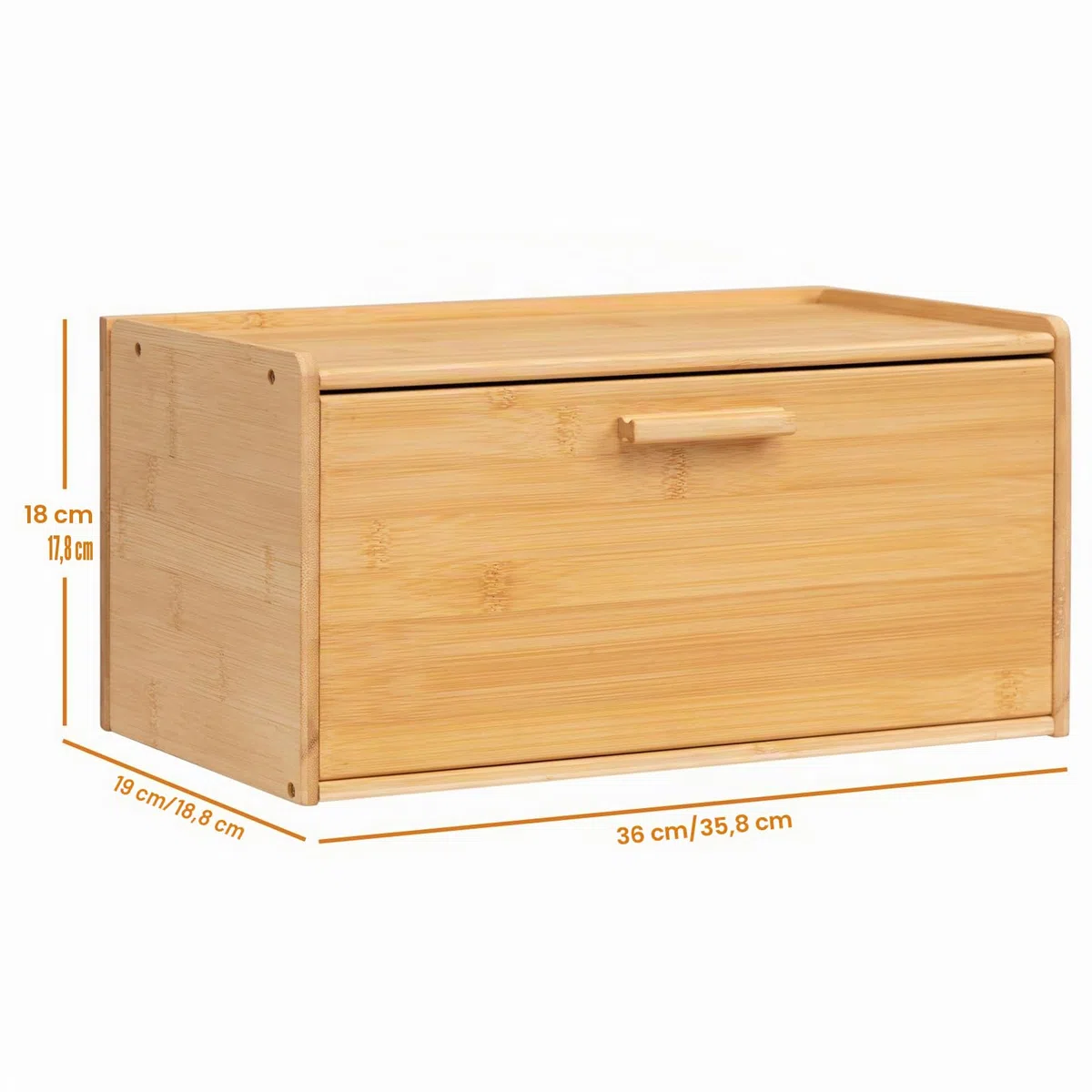HollyHOME Contenitore per il Pane, Rettangolare Naturale in Bambù, con Coperchio Scorrevole, Portatile e Riutilizzabile