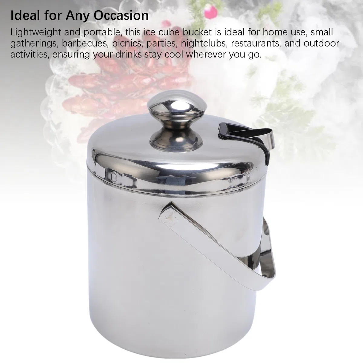 Secchiello per Ghiaccio Acciaio Inox Doppia Parete Isolamento Termico Mantenimento Ghiaccio Lunga Durata Capacità 1,3 Litri Per Vino Champagne Cocktail Feste Picnic