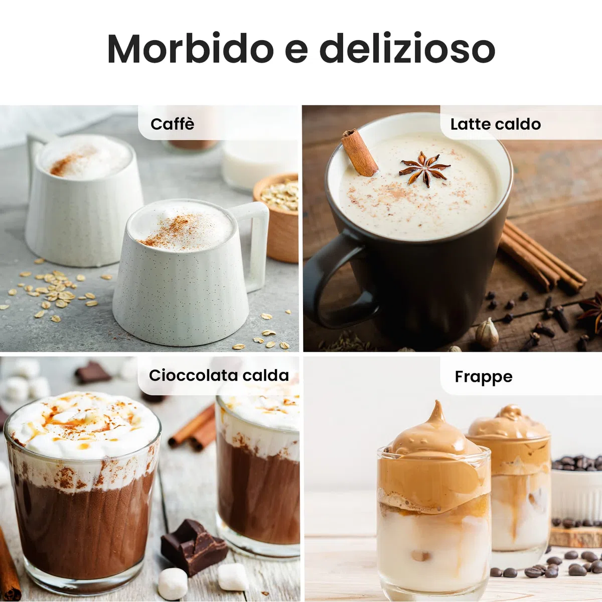 Pro Breeze, Montalatte elettrico automatico - Frullino elettrico 240 ml per caffè, cioccolata calda, frappe ghiacciati – Montapanna e schiumalatte, Nero