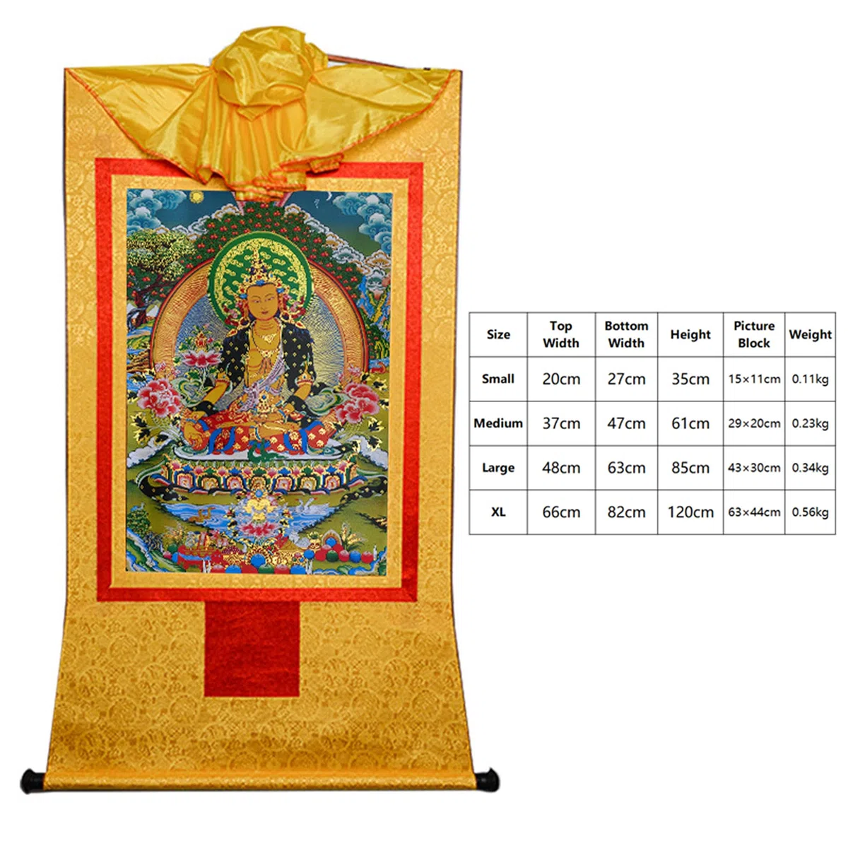 Gandhanra Thangka Tibetano - Ksitigarbha Thangka - Arazzo di Buddha a Stampa Dorata per Decorazione Zen, Meditazione, Rilassamento Spirituale e Pace