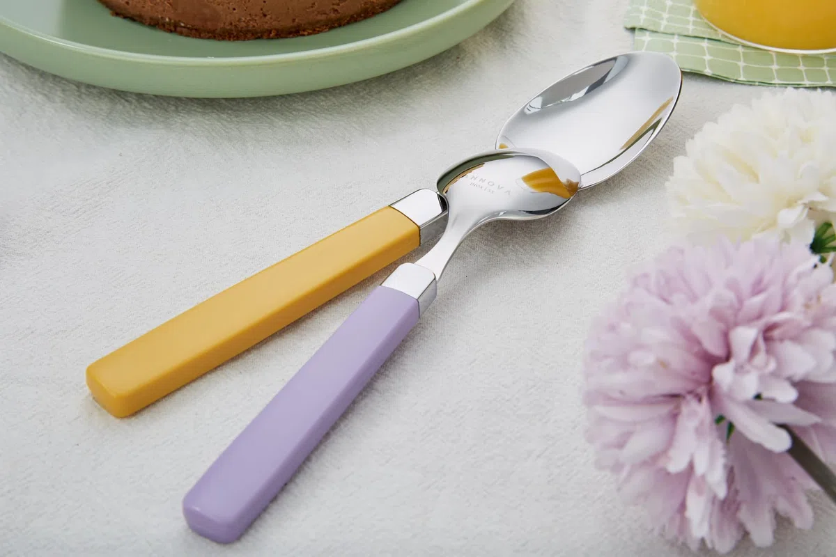 ANNOVA Set di posate in acciaio inox - Manici colorati - Forchette per la cena, forchette per l'insalata, coltelli da tavola, cucchiai e cucchiaini (mix, 20pieces)