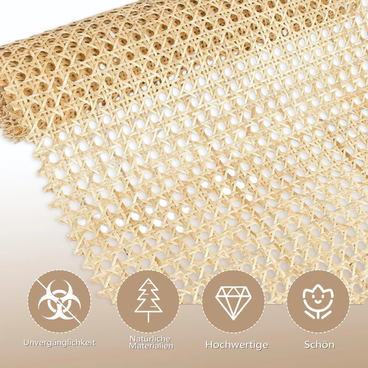 Vienna, tessitura in rattan, 40 x 200 cm, resistente alla muffa, materiale naturale, tubo intrecciato a nido d'ape, impermeabile, realizzato a mano, decorazione di mobili per mobili, sedie,