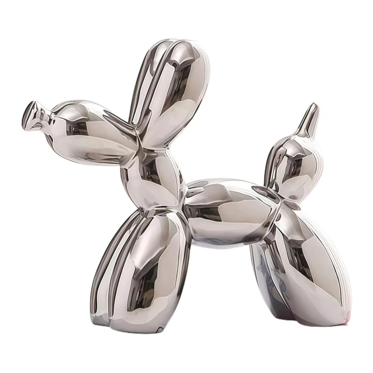 Cane Palloncino Scultura Ornamento Elettroplaccato, statua in ceramica lucida per soggiorno, camera da letto, vetrine e arredamento per ufficio, 22 * 18 * 8 cm, Argento