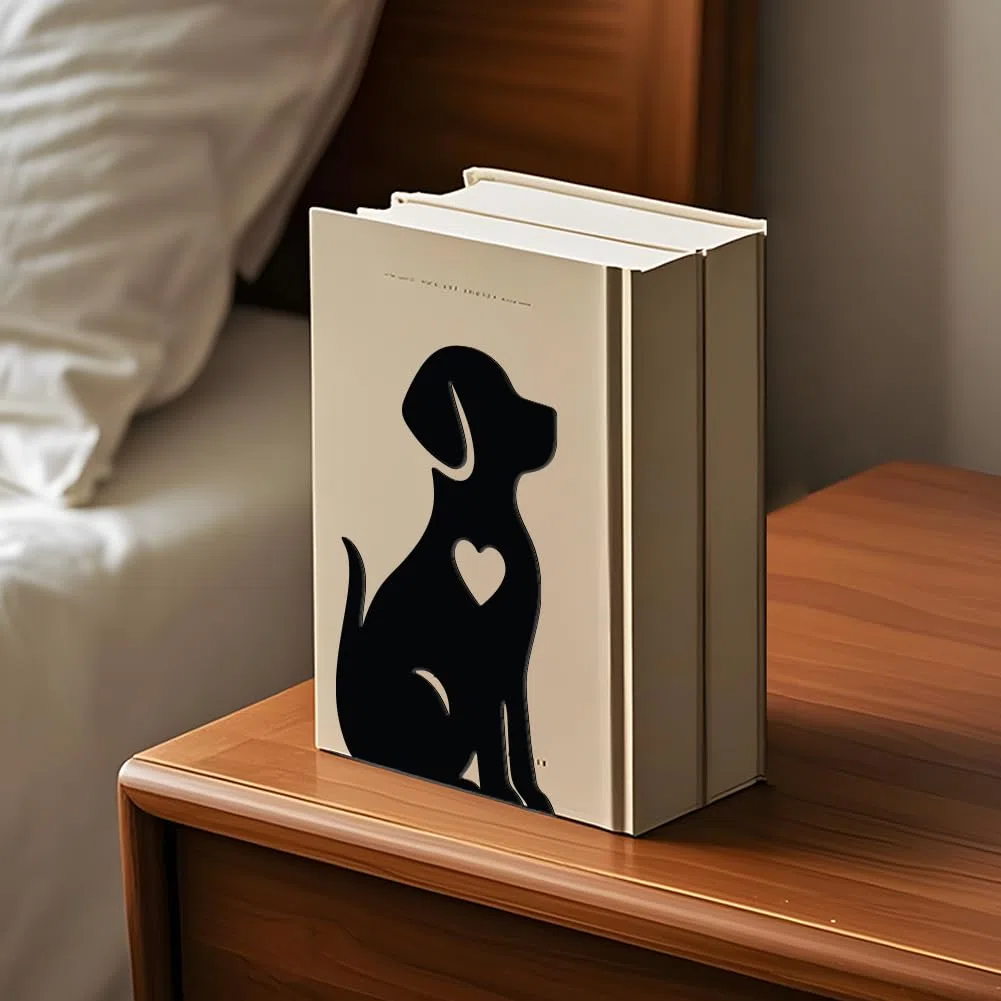 WADORN Fermalibri per Mensole A Forma di Cane, Decorativi, 1 paio, Fermalibri In Metallo Antiscivolo Resistente A Forma di Cucciolo, Fermalibri A Forma di L, per Biblioteca, Casa, Ufficio, Scrivania
