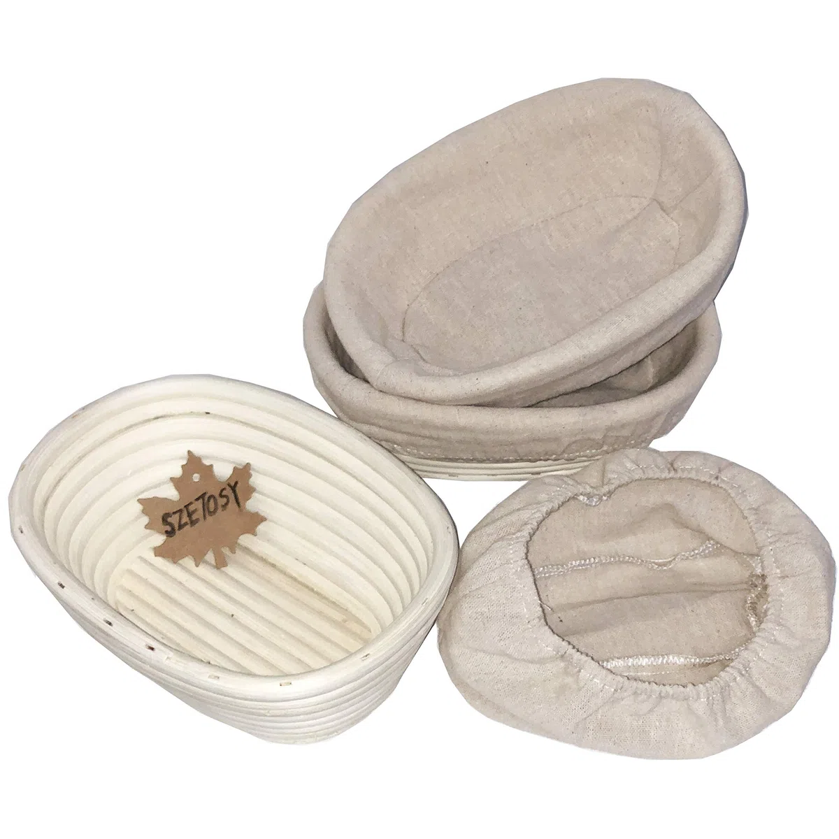 Goodchancecuk - Cestino per la lievitazione del pane, 3 pezzi, in rattan naturale, 21x15x8cm, per impasto di pane, pizza e pasticceria (ovale)