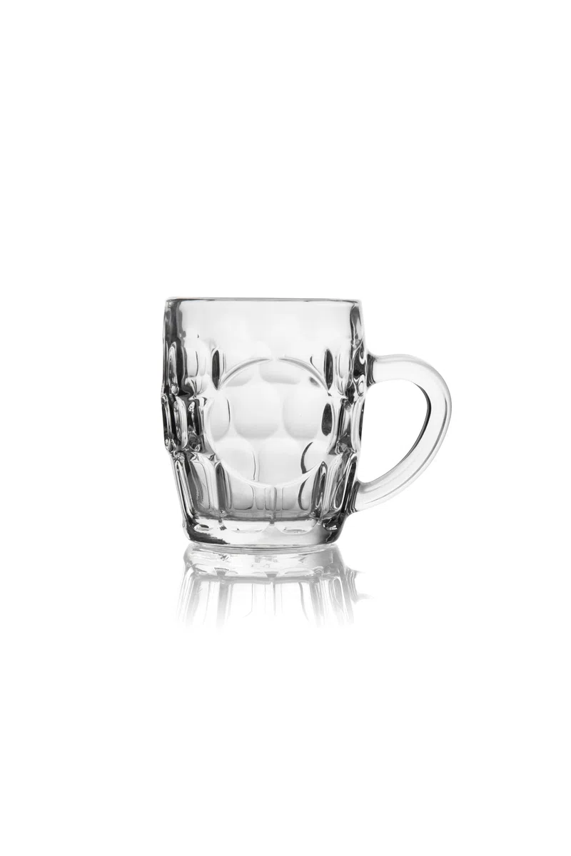 Excelsa Praga Set 6 Bicchieri da Birra in Vetro Soffiato, Design Classico con Manico, Trasparente, 29 cl