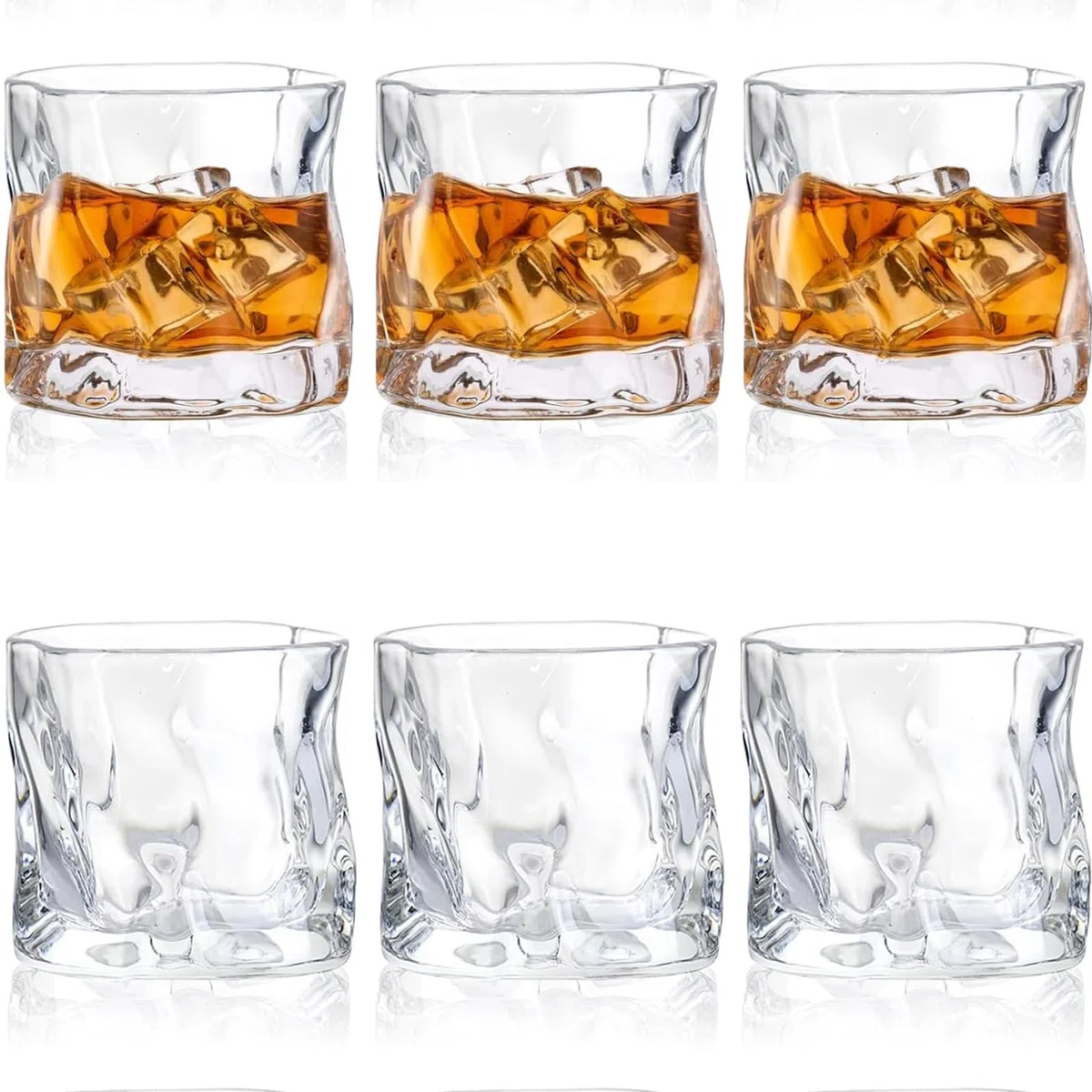6 Pezzi Inclinate Bicchiere da Whisky Moda, Bicchieri Amaro, Bicchiere di Cristallo Senza Piombo, Tazza di Whisky di Cristallo Irregolare, Trasparente, per Casa, Bar, Ristorante, Albergo(200ml)