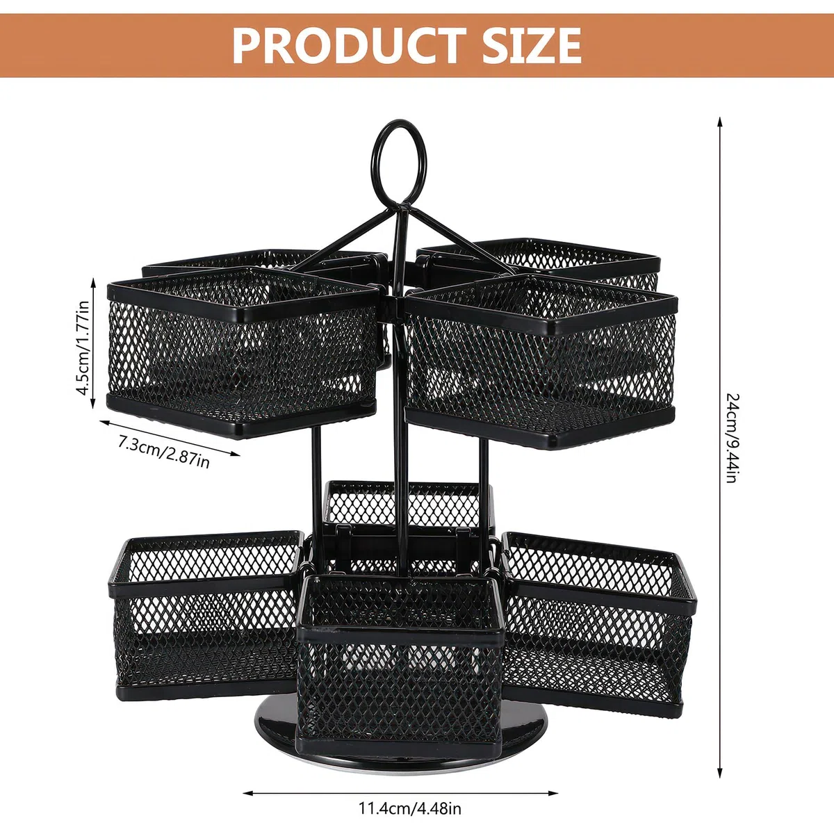 Organizer da tè a 2 livelli con scomparti rimovibili, porta bustine da tè girevole per 80+ bustine da tè, contenitore in metallo per cucina/ufficio, salvaspazio ed elegante (nero)