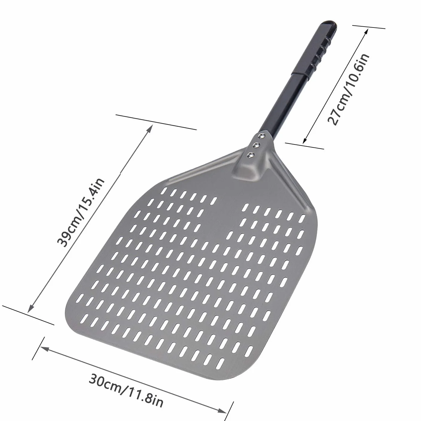 G.a HOMEFAVOR Pala per Pizza Forata, Pala per Pizza in Alluminio Anodizzato Duro con Manico Smontabile per Pizzas, Pane, Crostate Fatta in Casa
