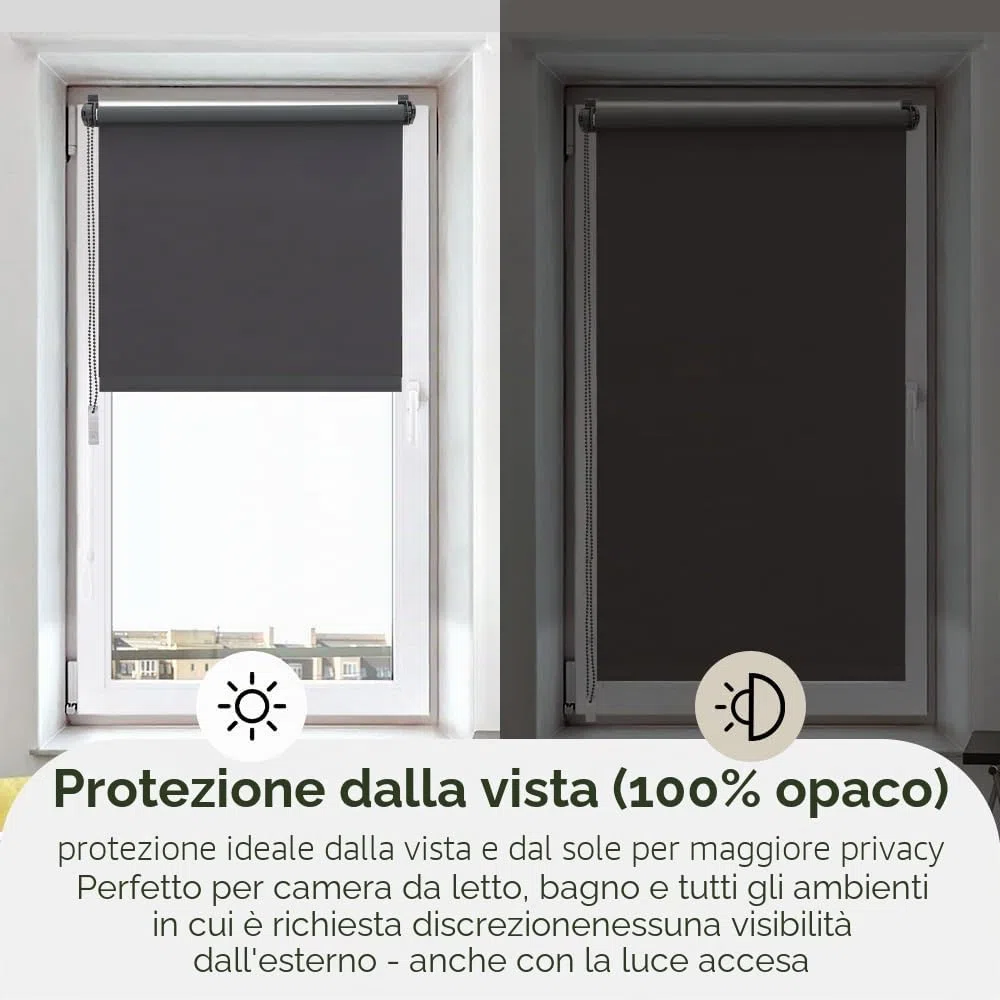 Sekey Tenda a rullo oscurante, senza fori, Klemmfix, larghezza 90 cm, protezione dal calore, protezione solare e da parete, per finestre e porte, 90 x 130 cm, grigio