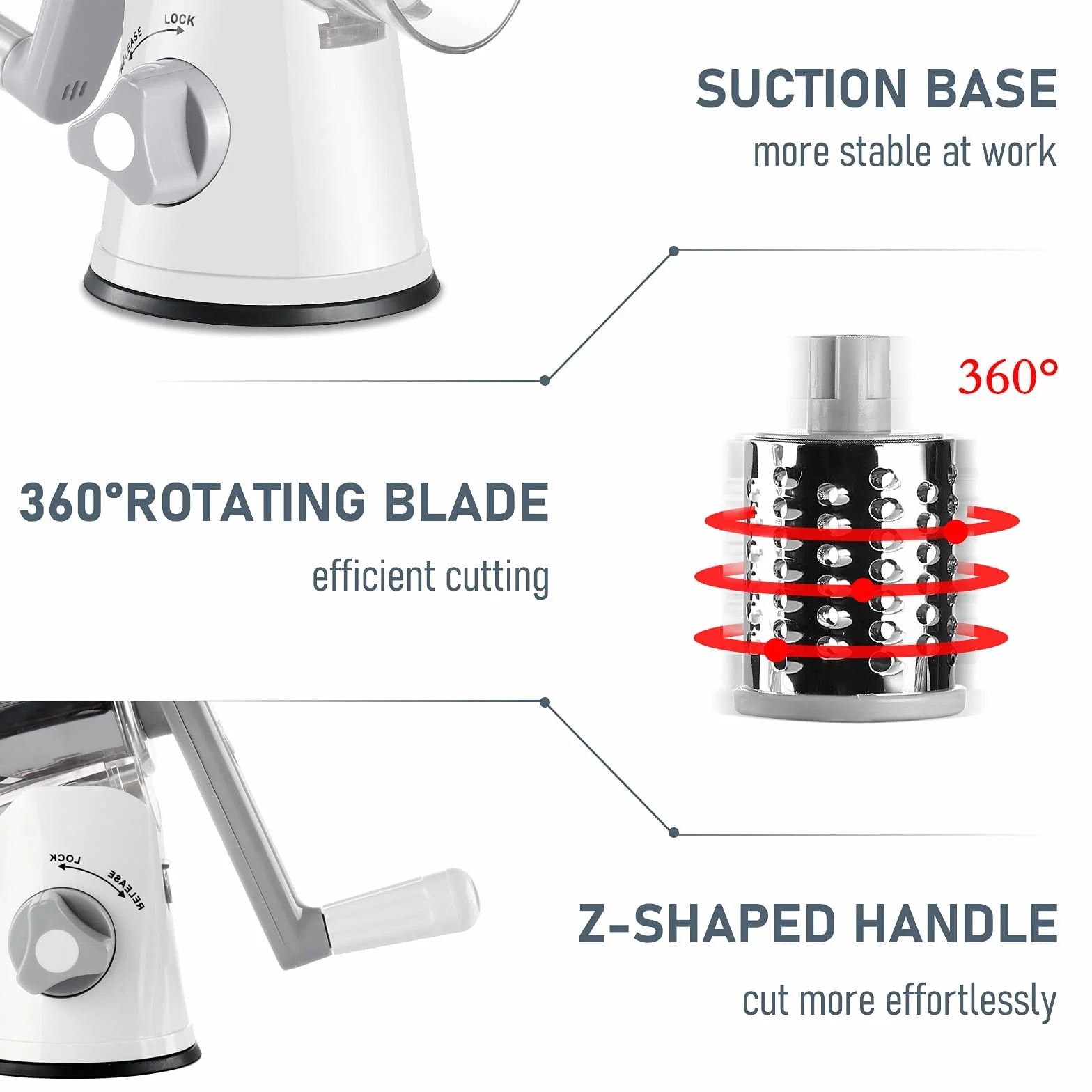 Affetta Verdure Manuale Tagliaverdure Mandolina per Trita Verdure con 3 Lame per Affettare Tagliare e Grattugiare da Cucina Taglia Verdure Grattugia per Verdure Manuale Vegetable Slicer
