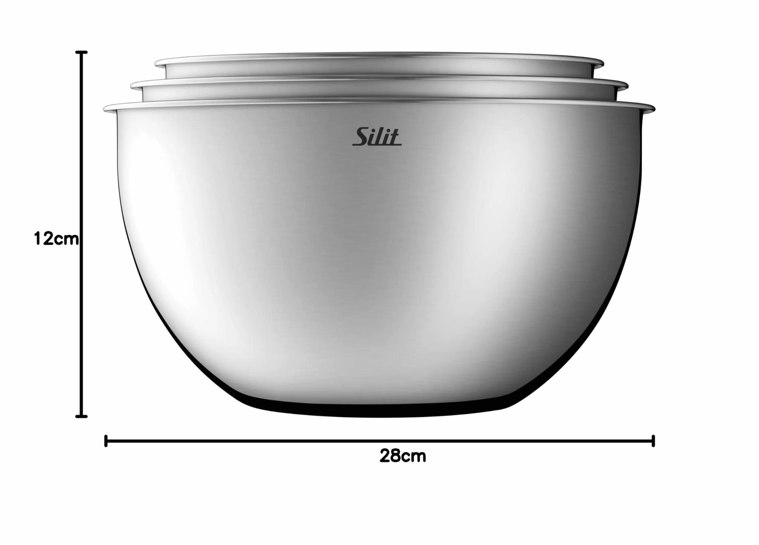 Silit Set di 3 ciotole da cucina in acciaio inox, multifunzione, ciotola per insalata, ciotola da servizio, impilabile