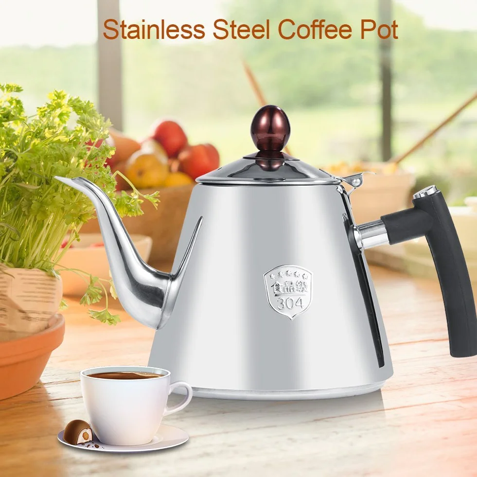 1.2L / 1.5L Caffettiera Induzione in Acciaio Inossidabile per Bollitore da Caffè e Tè Teiera Piano Cottura con Manico Resistente al Calore (1.2L)