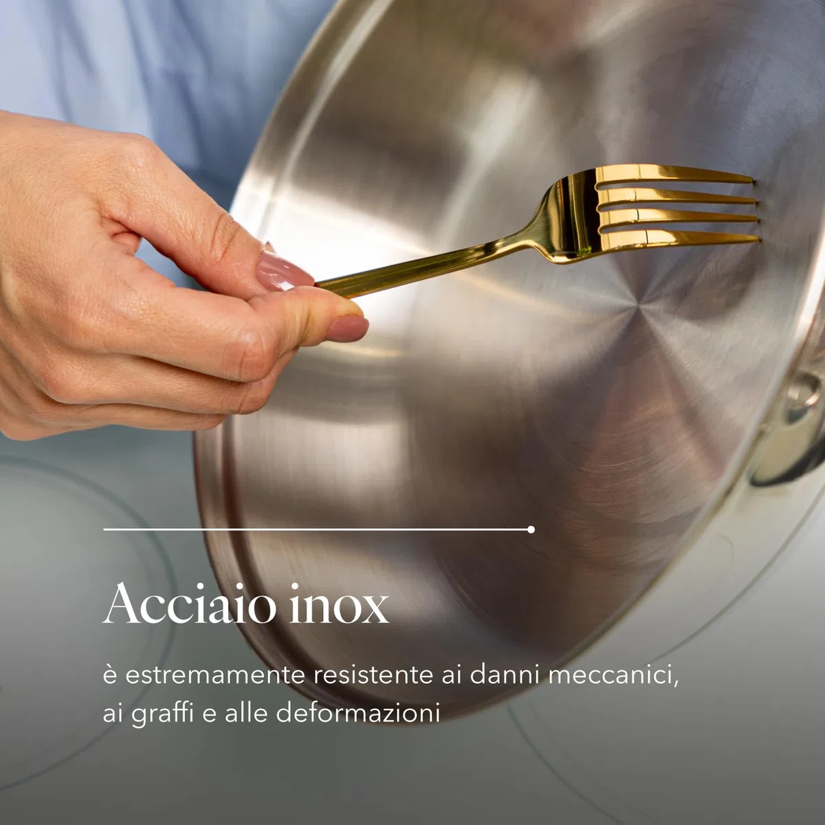 Florina Padella in acciaio inox LUCIDA | 28 CM | 3 strati | Nucleo in alluminio | Adatta al forno | Manico ergonomico | Finitura a specchio | Per tutti i piani cottura