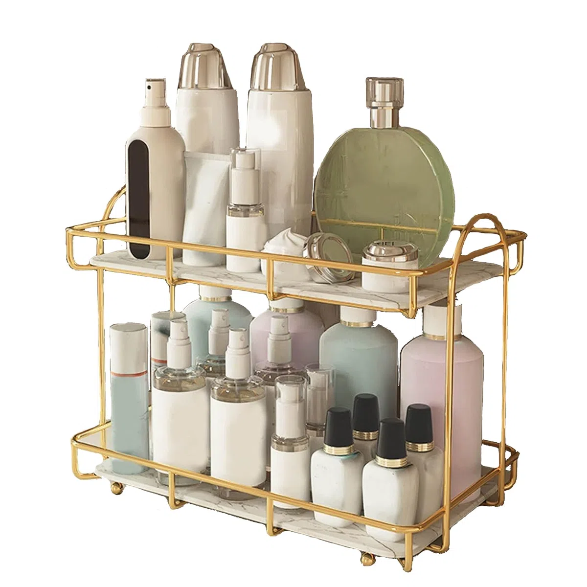 Tyenaza 2 Livelli Organizzatore da Bancone da Bagno, Scaffale per Cosmetici, Organizzatore di Vanità per Trucco di Grande Capacità per la Camera da Letto della Cucina del Bagno
