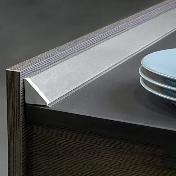 AERREGI SET ALZATINA TRIANGOLARE 2 PEZZI DA 2,35METRO TOTALE 4,7METRO | SPALLETTA PER TOP CUCINA | ALZATINA COLORE INOX COMPLETA DI ACCESSORI