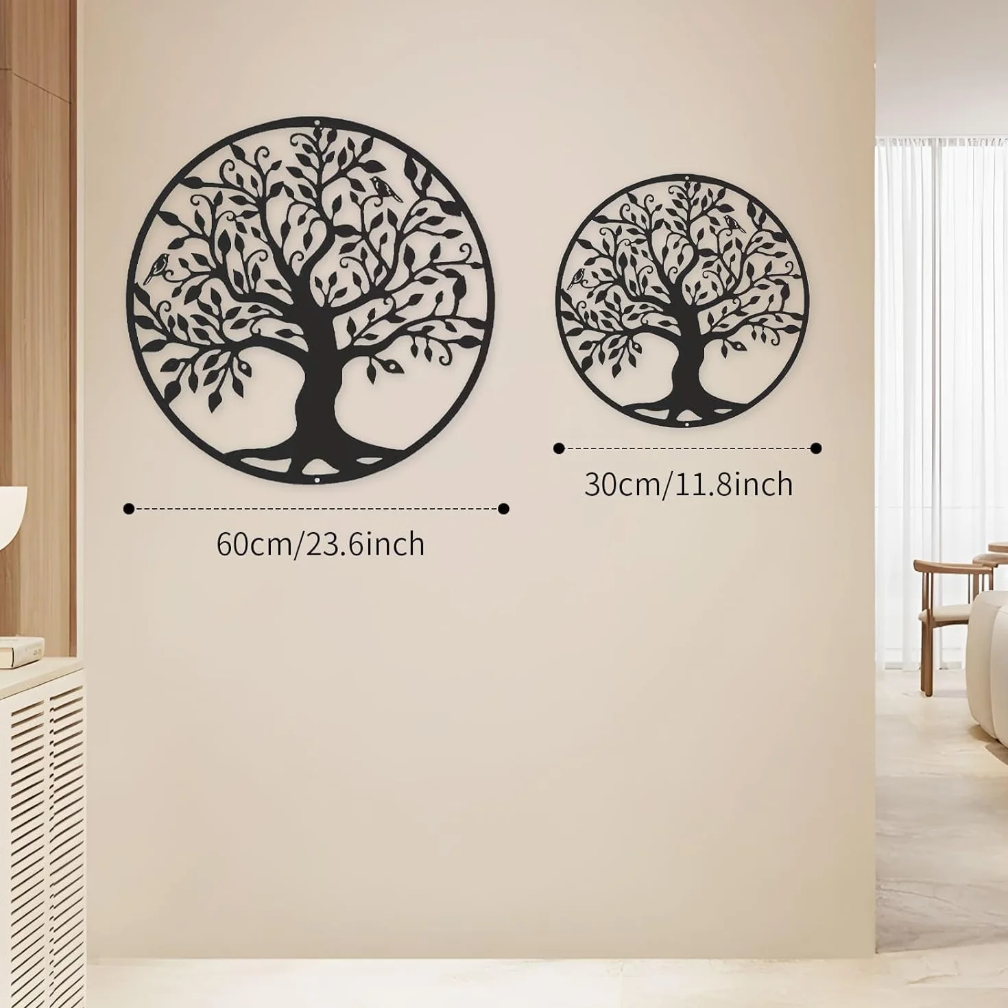 RPixc Albero della vita grande decorazione in metallo 60 cm, appeso logo adatto per ufficio, camera da letto, soggiorno