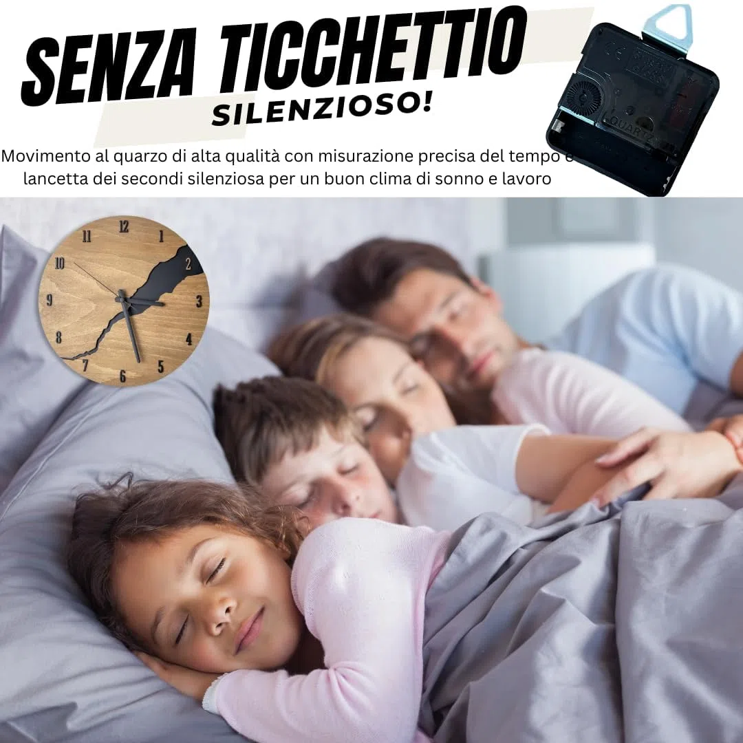Orologio da Parete in Legno Moderno 30 cm – Design Silenzioso e Decorativo con Numeri 3D | Orologio da Muro Elegante per Cucina, Soggiorno, Camera o Ufficio – Orologio Minimal