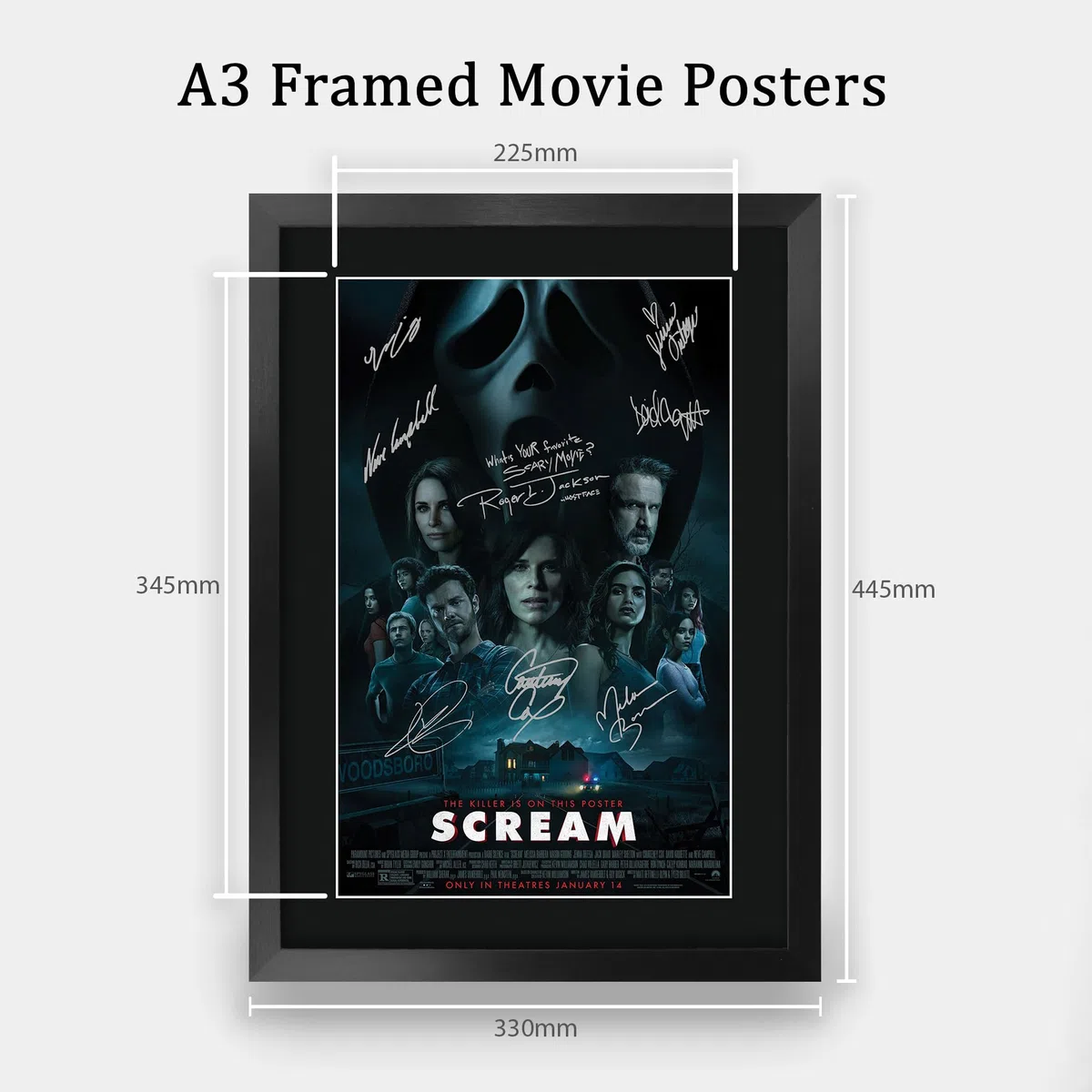 HWC Trading FR A3 Scream 5 Regali Stampato Poster Firmato Autografo Immagine Per Film Memorabilia Tifosi - A3 Incorniciato