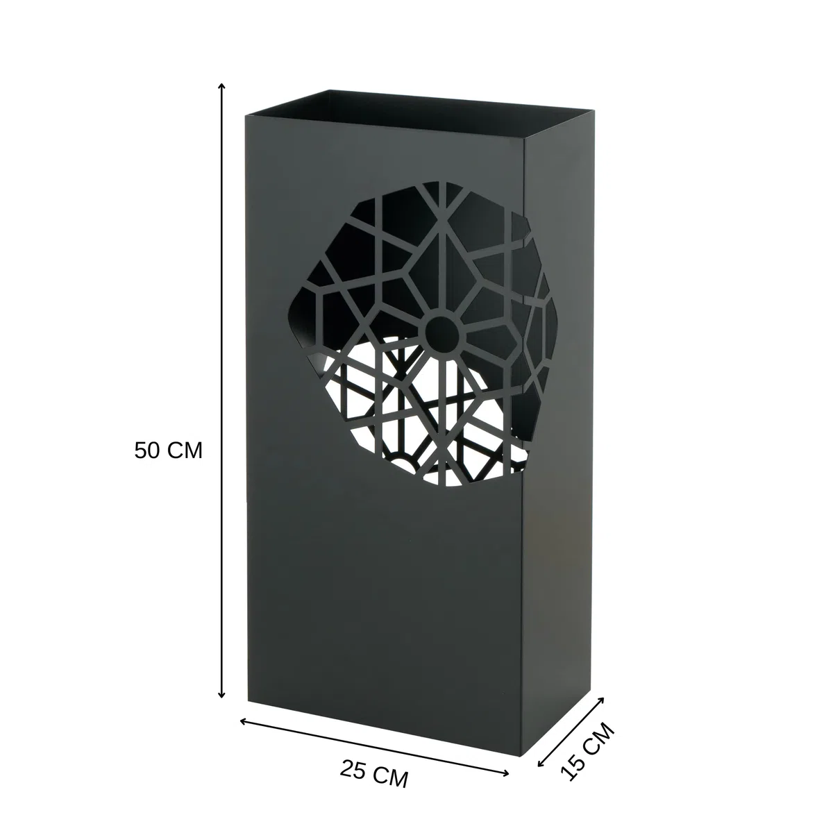 Baroni Home Portaombrelli Design Moderno in Metallo Squadrato, 2 Gancini, Vaschetta Scolapioggia Rimovibile 25x15x50 cm Nero