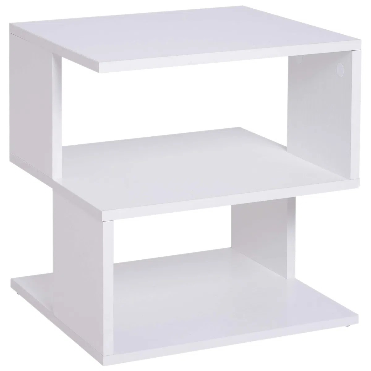 HOMCOM Tavolino da Caffè di Design, Tavolino da Salotto Bianco, 2 Ripiani Aperti, Design Moderno, Tavolino da Salotto e Soggiorno, Legno, 40x40x43cm, Bianco